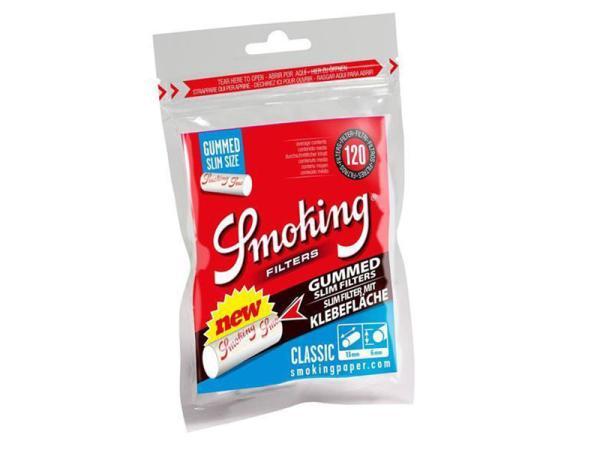 Smoking Classic Slim Filters mit Klebefläche – Beutel mit 120 Slim-Filtern für rutschfestes Drehen